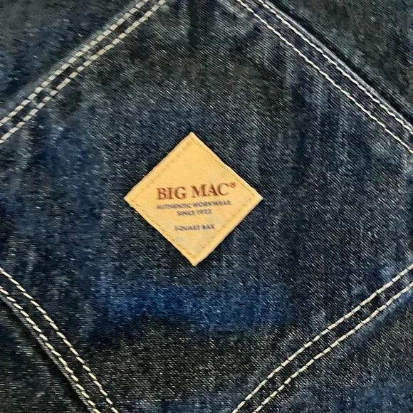 VINTAGE 70s BIG MAC Square Bak Blue Denim Work Overalls. Size 44 x 30. - Picture 4 of 9